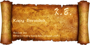 Kapy Benedek névjegykártya